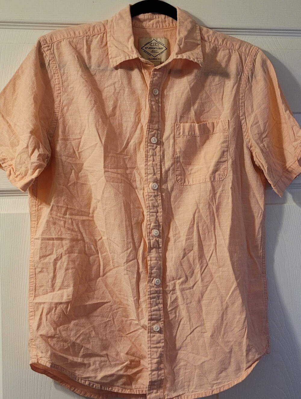 St. John's Bay Peach Short-Sleeve Button Front Shirt